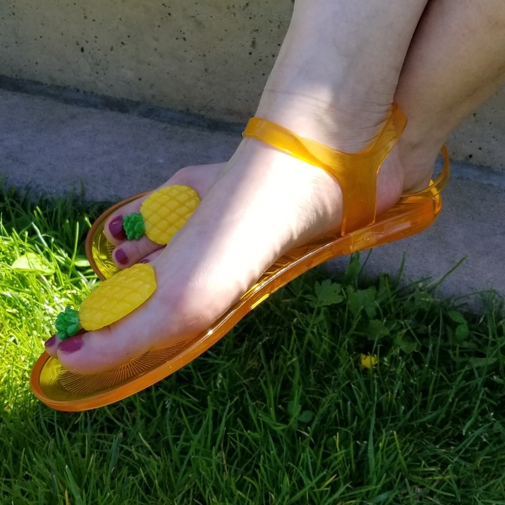 Summer Pineapple Orange Jelly Ankle Sandal 🍍 - Picture 3 of 5